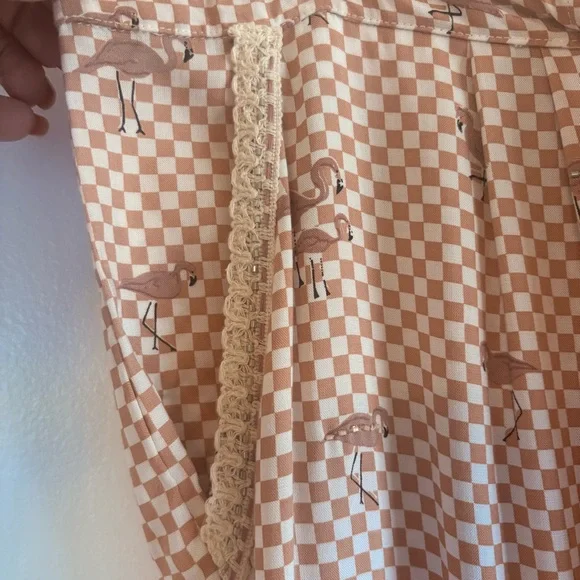 SKEMO Flamingo Pink Print Beaded Unique Pull On Pants! Never worn! Pockets! Med - Picture 6 of 16
